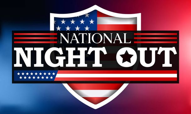 National Night Out (NEIN) wird jedes Jahr im August begangen, es ist eine jährliche Community Building Kampagne, die die Partnerschaft zwischen Polizei und Gemeinde und die Kameradschaft in der Nachbarschaft fördert. Vektorillustration - Vektor, Bild