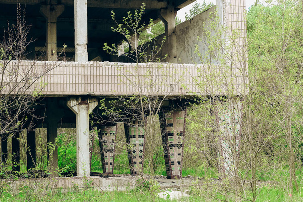 Abandoned empty city, multi-storey building. Empty rooms without windows. - Fotó, kép