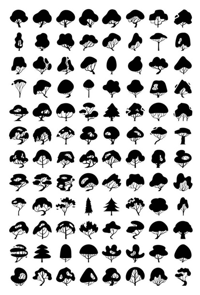 hand drawn vector set of tree side view - Vector, Image