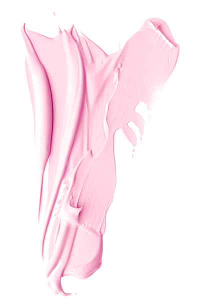 Blush ροζ καλλυντική υφή ομορφιά που απομονώνονται σε λευκό φόντο, μουτζουρωμένο γαλάκτωμα μακιγιάζ κρέμα κηλίδα ή το ίδρυμα μουτζούρα, καλλυντικά προϊόν και πινελιές - Φωτογραφία, εικόνα