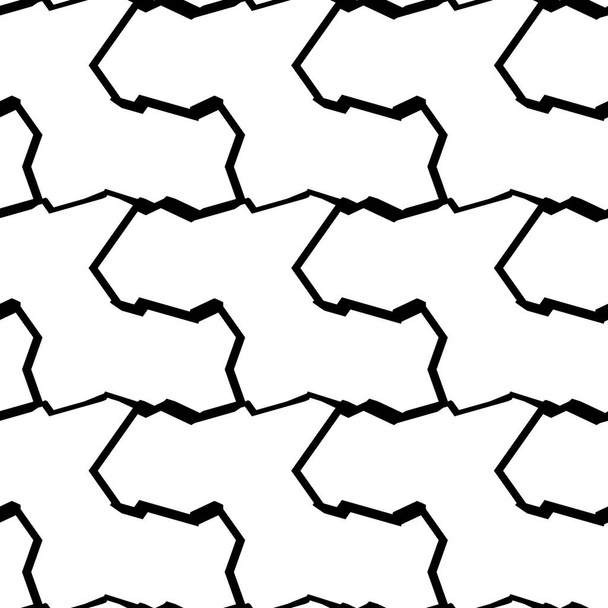 Abstract minimal art doodle black broken lines, seamless tile design on white background - Photo, Image