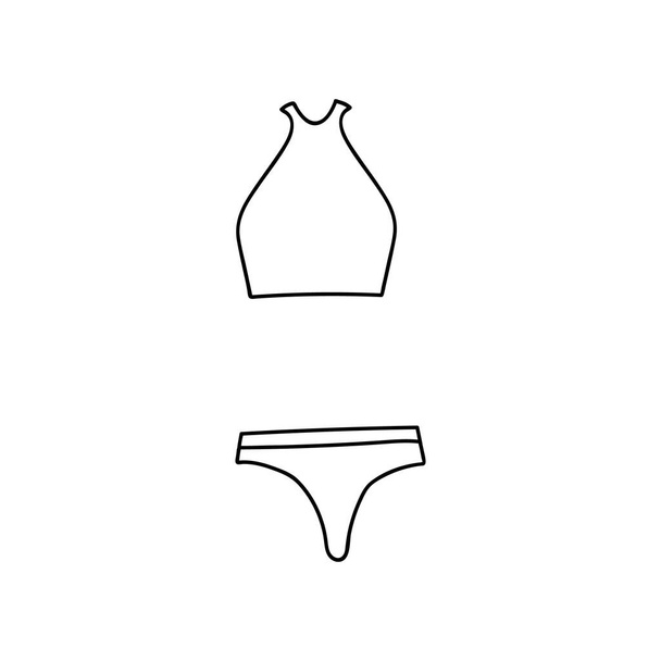 Cute clipart vector summer swimsuit for women and girls for swim in the pool, sea, ocean - Vector, Image
