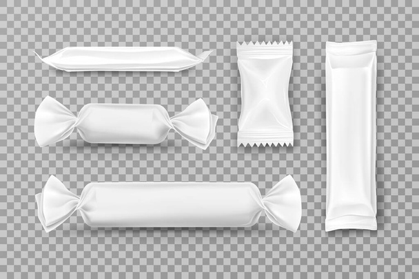 Paquet de polyéthylène blanc pour bonbons, barres de chocolat - Vecteur, image