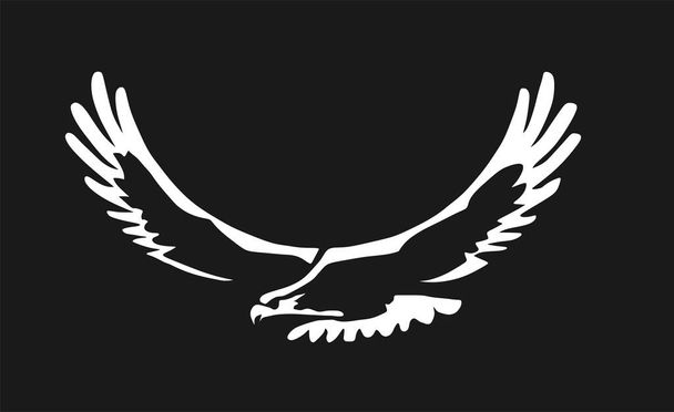 Spread wings eagle vector silhouette illustration isolated on black background. Predator beard fly symbol. Element from Kazakhstan flag. - Vektör, Görsel
