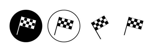 Juego de iconos de bandera de carreras. icon.Checkered bandera de carreras icono - Vector, imagen