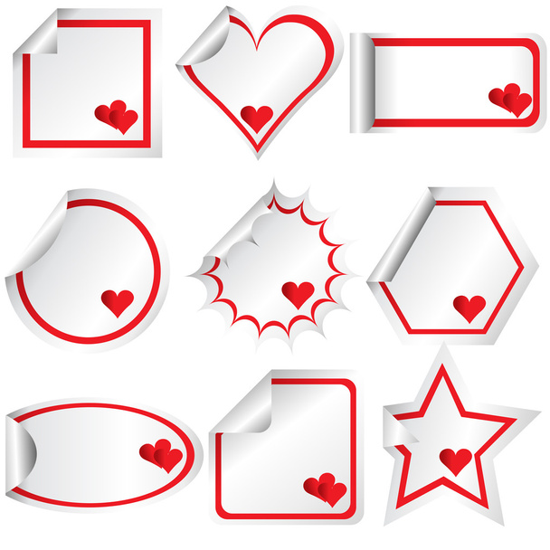 Conjunto de pegatinas con corazones, para el día de San Valentín
 - Foto, Imagen