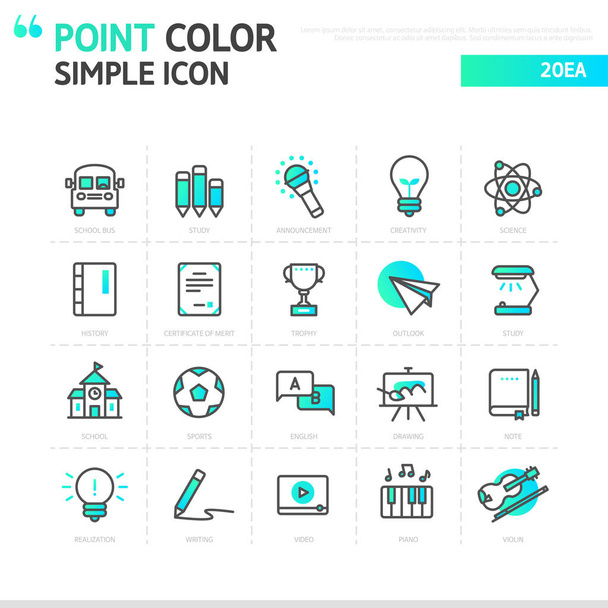 Barva bodu přechodu jednoduchá ikona Vzdělání - Vektor, obrázek