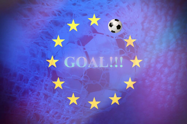 Футбольный мяч внутри европейского флага - Фото, изображение