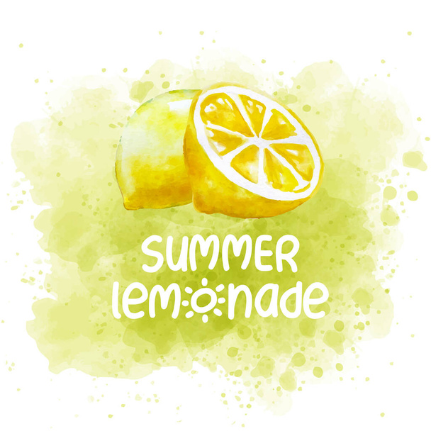 bannière d'été aquarelle fraîche avec citron. Citronnade d'été - Vecteur, image