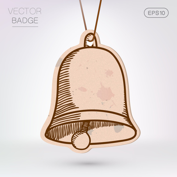 Vintage styled label. Holiday ring bell. - Vektor, Bild