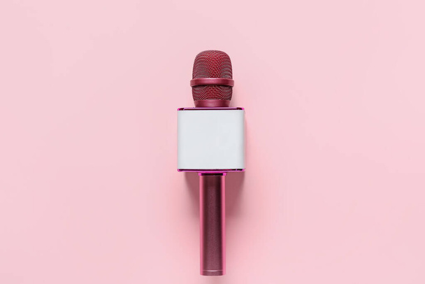 Modern microphone on color background - Photo, Image