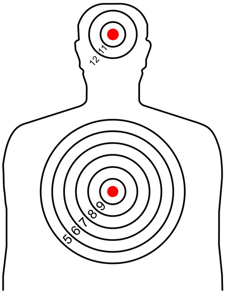 El objetivo para disparar a una silueta de un hombre
 - Vector, Imagen