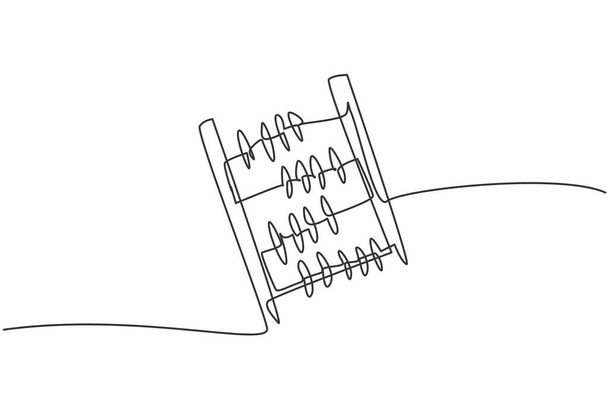 Eén lijn tekening van het abacus gereedschap om kinderen te helpen tellen. Terug naar school minimalistisch, onderwijs concept. Continue eenvoudige lijn tekenen stijl ontwerp grafische vector illustratie - Vector, afbeelding