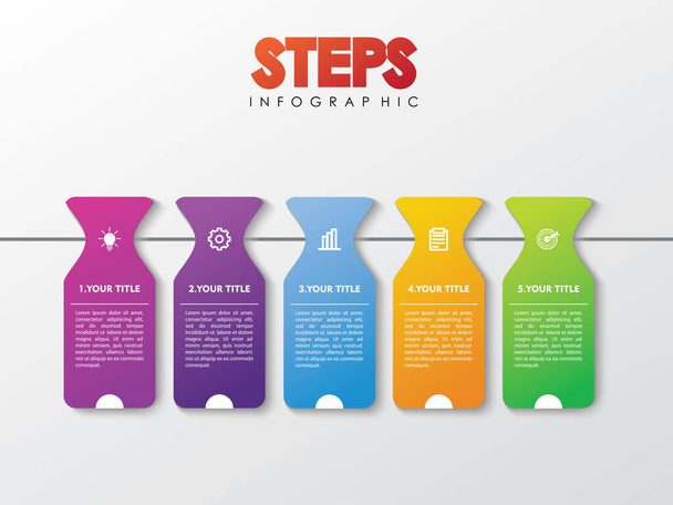 Chronologie Infographie Design Vector, Workflow Layout, Diagram, Annual Report, Web Design. 5 Options, étapes ou processus du concept d'entreprise - Vecteur, image