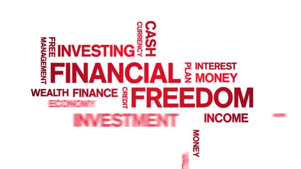 4k Financial Freedom Animated Tag Word Cloud, Textanimation nahtlose Schleife. - Filmmaterial, Video