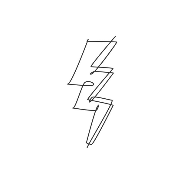 Un dibujo de línea continua del emblema del logotipo de la luz del tornillo del trueno. Enciende el concepto de plantilla de icono de logotipo de electricidad. Dibujo de línea única moderna diseño gráfico vector ilustración - Vector, imagen
