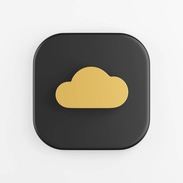 Gold flat cloud icon. 3d rendering of black square key button, interface ui ux element - Foto, imagen