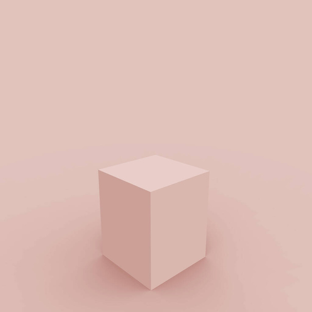 3d polvoriento cubo rosa y caja podio escena mínima fondo de estudio. Abstracto 3d forma geométrica objeto ilustración render. Tonos de color natural. - Foto, Imagen