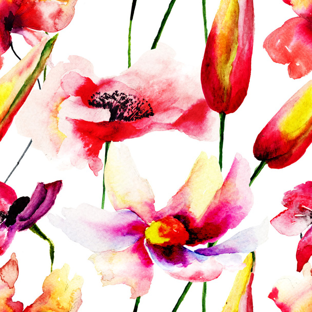 Seamless pattern with Spring flowers - Φωτογραφία, εικόνα