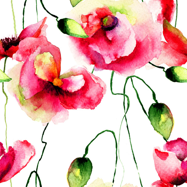 Stylized Poppy flowers illustration - Foto, Imagem