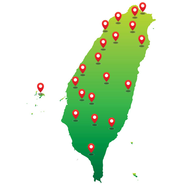 Taiwán mapa con la ubicación de estados - Vector, Imagen