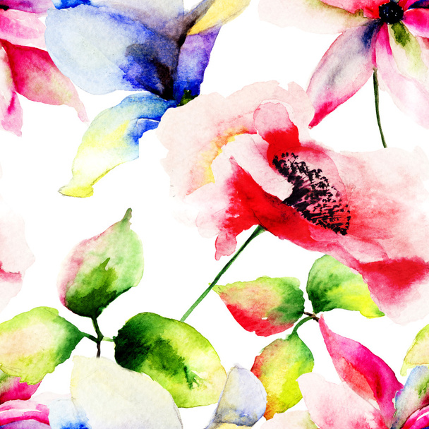 Seamless pattern with Summer flowers - Photo, Image