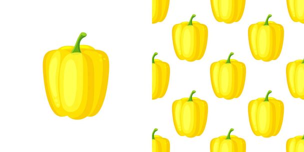 Yellow paprika pepper seamless pattern. Vector decorative design for backdrops, wrapping paper, fabric textile prints. - Vecteur, image