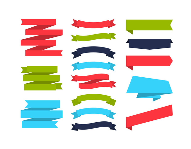 Set of different shape ribbon banners.  - Вектор,изображение