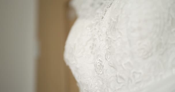 Beautiful white wedding dress detail. - Footage, Video