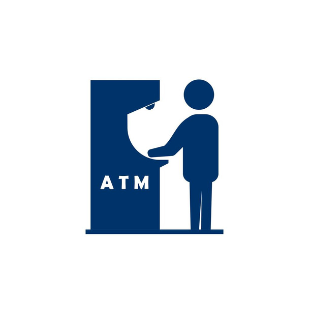 Návrh vektorového loga ikon ATM ilustruje pozadí. - Vektor, obrázek