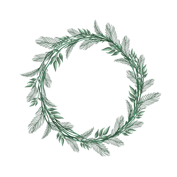 Floral wreath made of grass in circle - Vector, Image