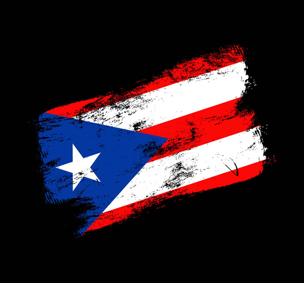 puerto rico flag grunge brush background. Old Brush flag vector illustration. abstract concept of national background. - Vetor, Imagem
