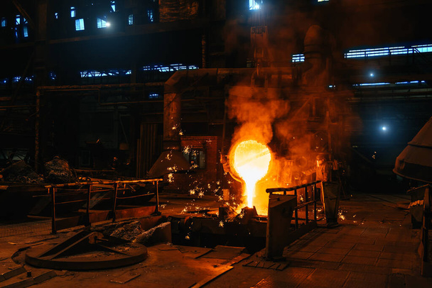 Metal Cast. Molten Metal. Liquid Iron. Heavy Industry. Industrial Background - Photo, Image