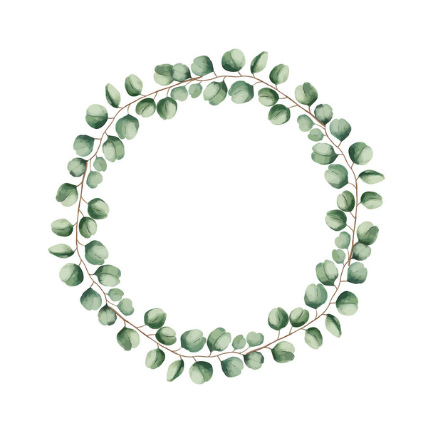 Grinalda floral feita de grama em círculo - Vetor, Imagem
