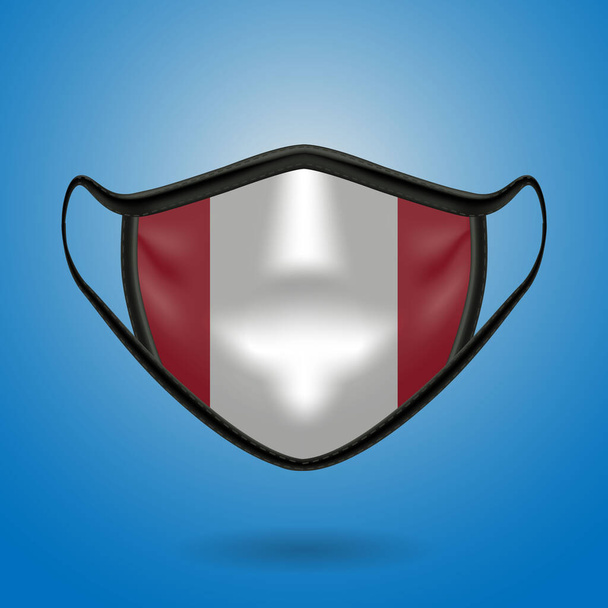 Realistic Protective Medical Mask with National Flag of Peru . Health care and medical concept With the flag. Vector illustration. - Vector, imagen