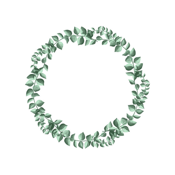 Grinalda floral feita de grama em círculo - Vetor, Imagem