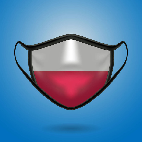 Realistic Protective Medical Mask with National Flag of Poland . Health care and medical concept With the flag. Vector illustration. - Vektör, Görsel