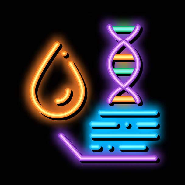 Molekül Düşüren Su Biyomateryali neon ışık işareti vektörü. Parlak parlak simge şeffaf sembol çizimi - Vektör, Görsel