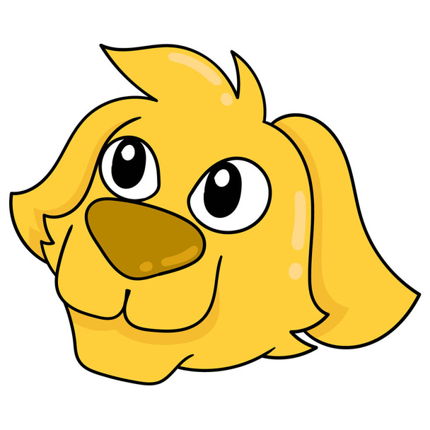 The dog head is yellow tame and kind face, doodle icon drawing - Wektor, obraz
