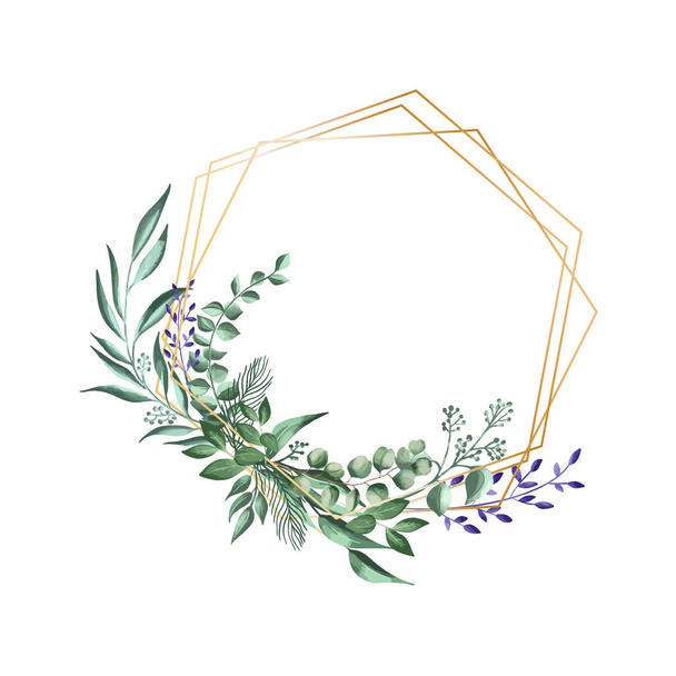 Corona floral hecha de hierba en círculo - Vector, imagen