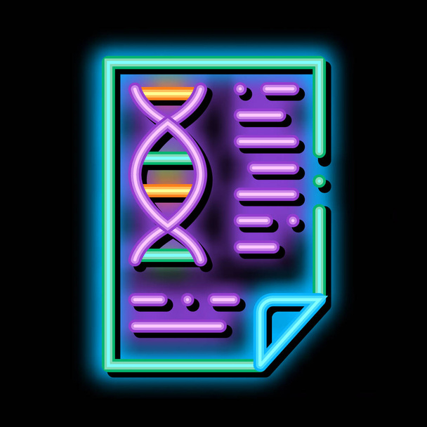 Molecule Biomaterial Chemistry Report Bestand neon licht teken vector. Gloeiend helder pictogram transparant symbool illustratie - Vector, afbeelding