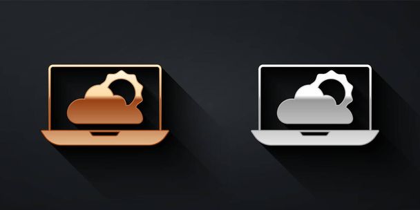 Gold and silver Weather forecast icon isolated on black background. Long shadow style. Vector. - Vector, Image