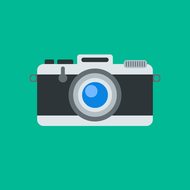 Camera icon in style flat on green fon - Photo, Image