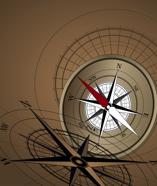 Abstract background with a golden compass - Vector, Image