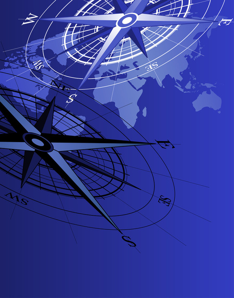 Abstract background with a compass and world map - Vector, Image