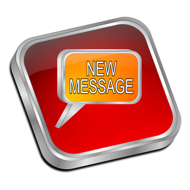 novo botão de mensagem vermelho - ilustração 3D - Foto, Imagem