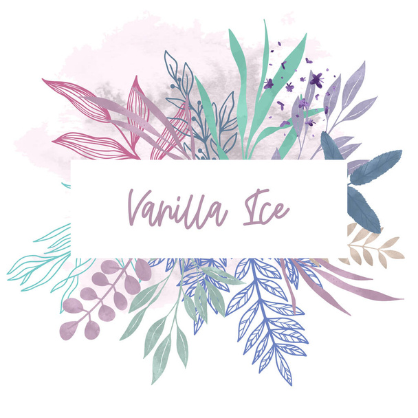 Horizontal banner with pastel floral elements - Vecteur, image