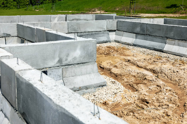 concrete block foundation construction for new house - Photo, Image