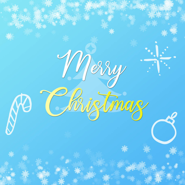 Light blue merry christmas card with snow decoration - Фото, зображення