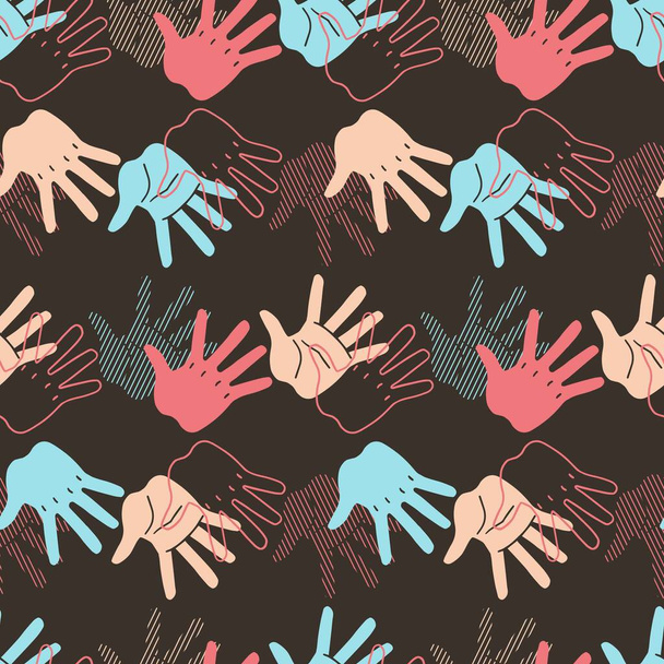 Hand and Palm Hands Vector Graphic Seamless Pattern can be use for background and apparel design - Вектор, зображення